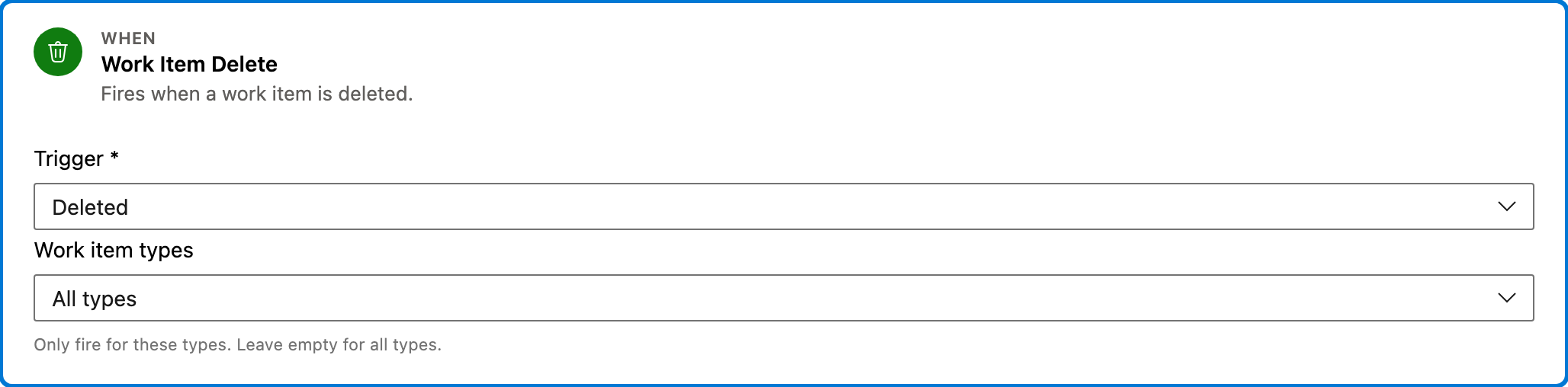 Email when a work item is deleted trigger