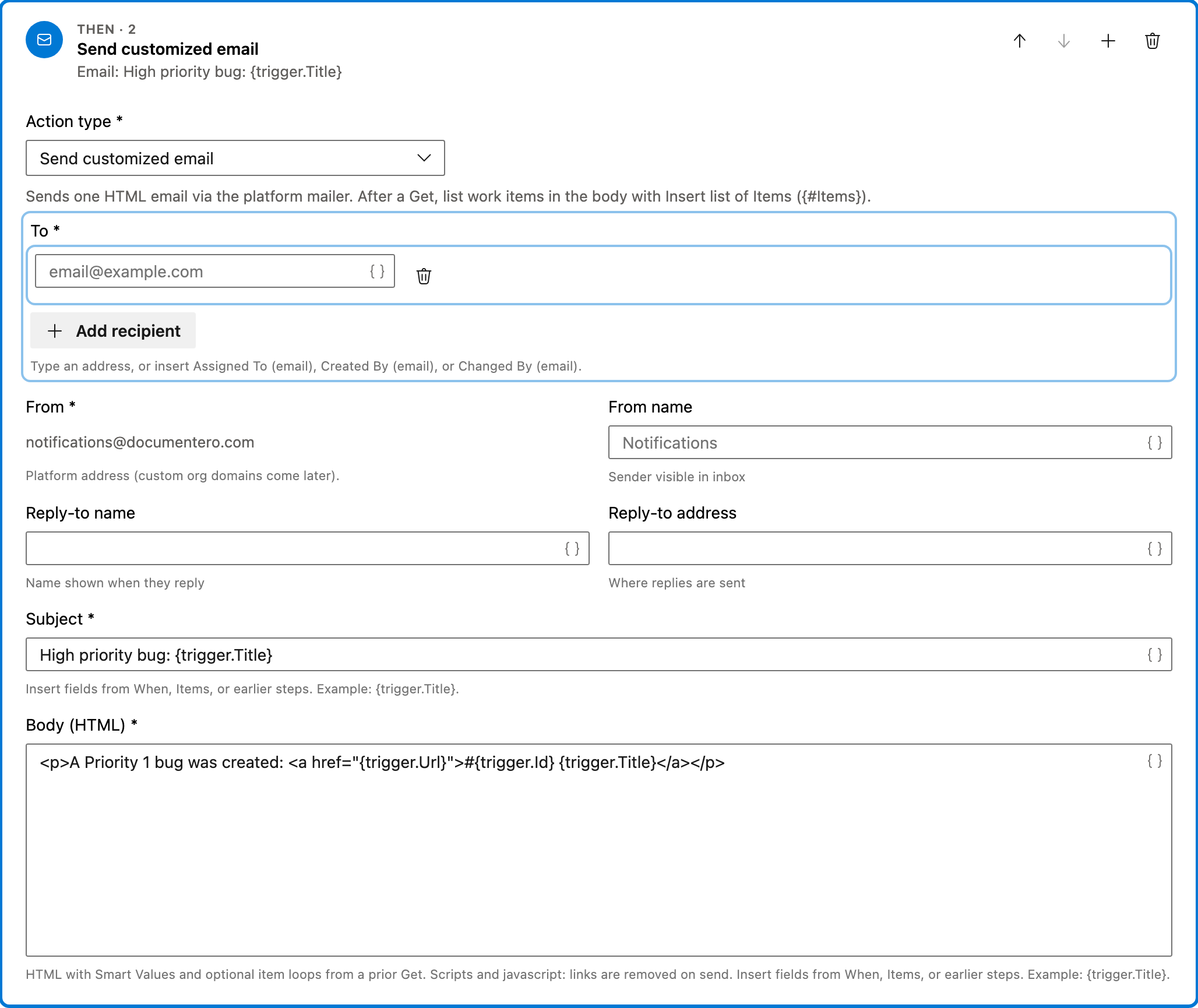 Notify team on high-priority bugs action 1
