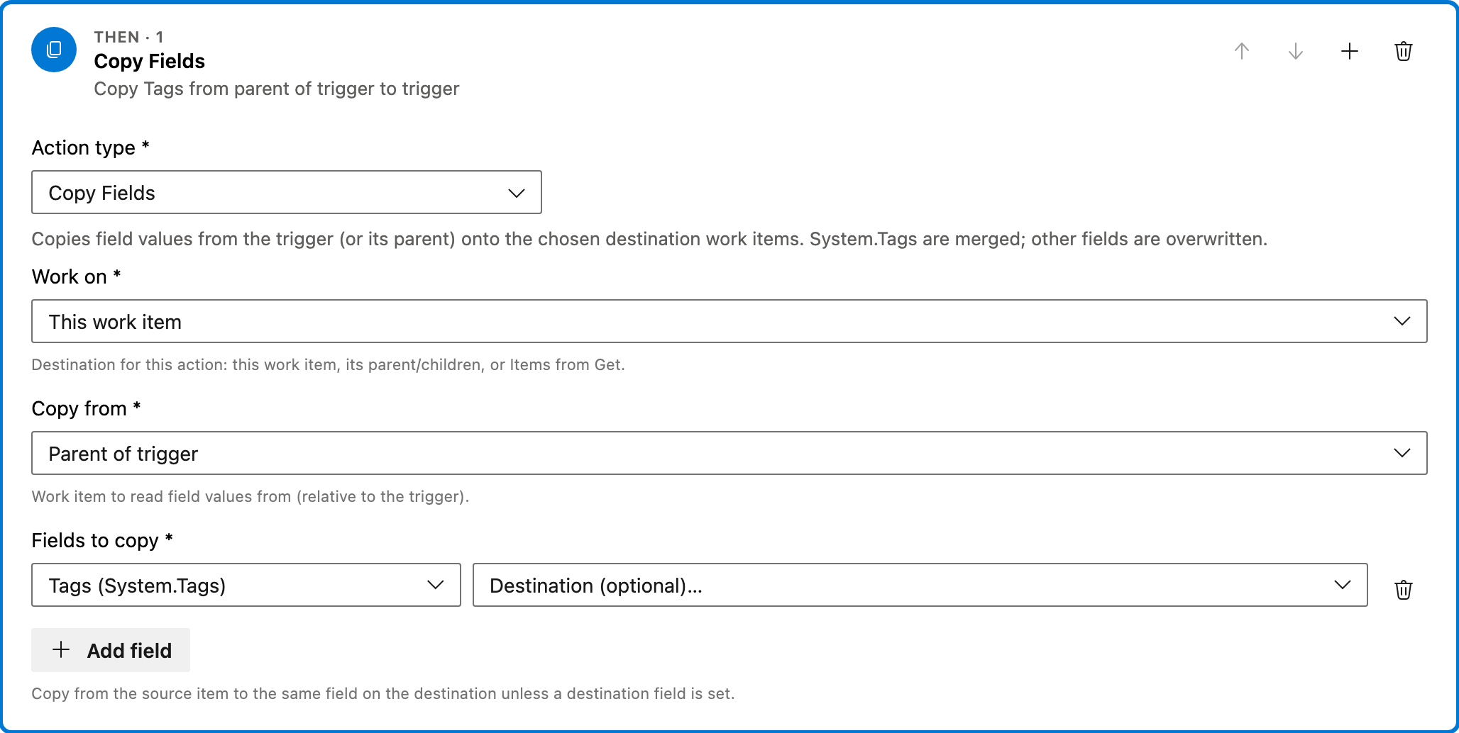 Copy parent tags when a parent is linked action 1