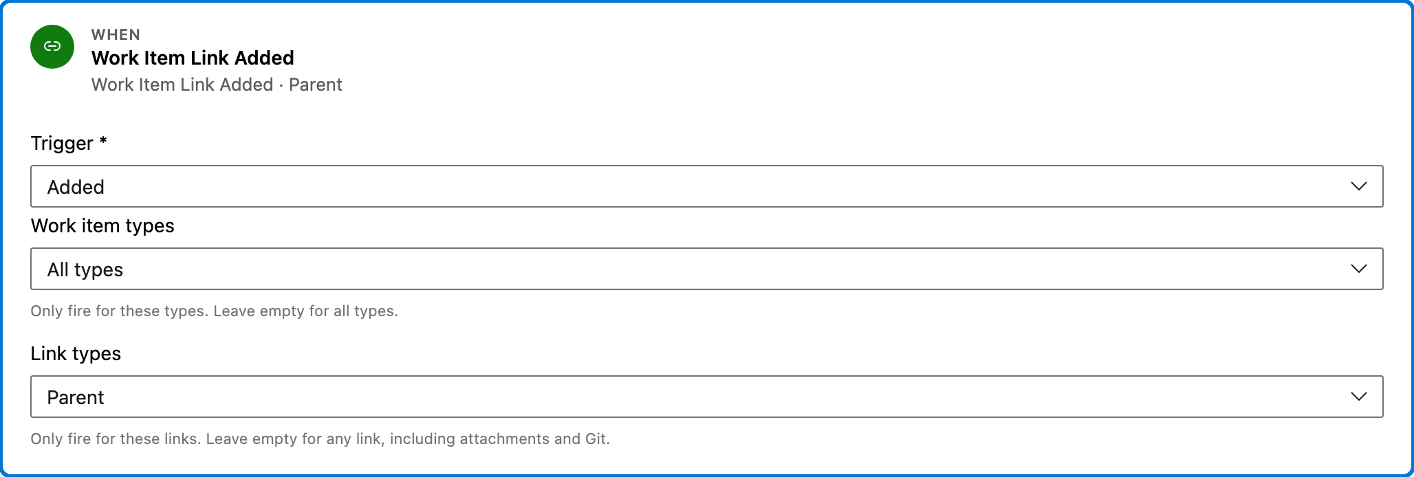 Copy parent tags when a parent is linked trigger