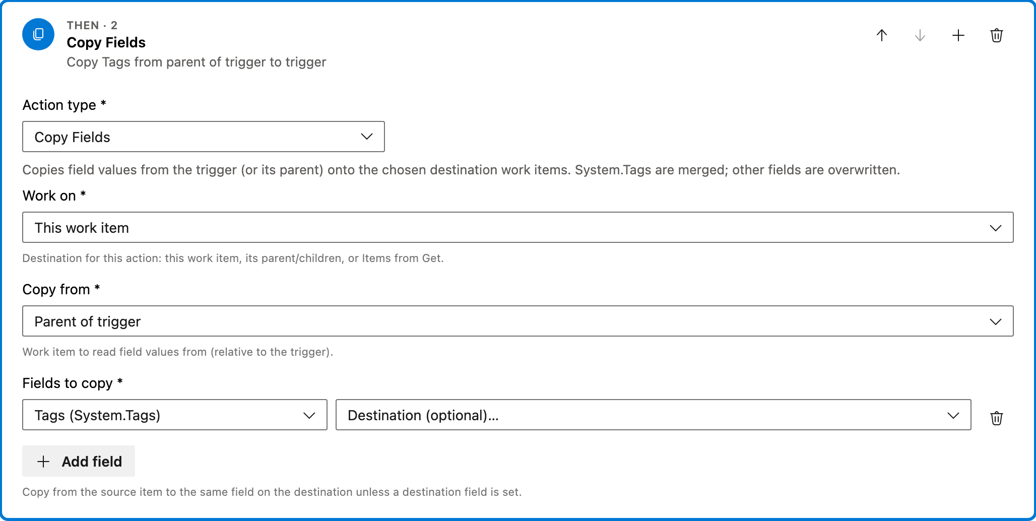 Copy parent tags to new children action 1