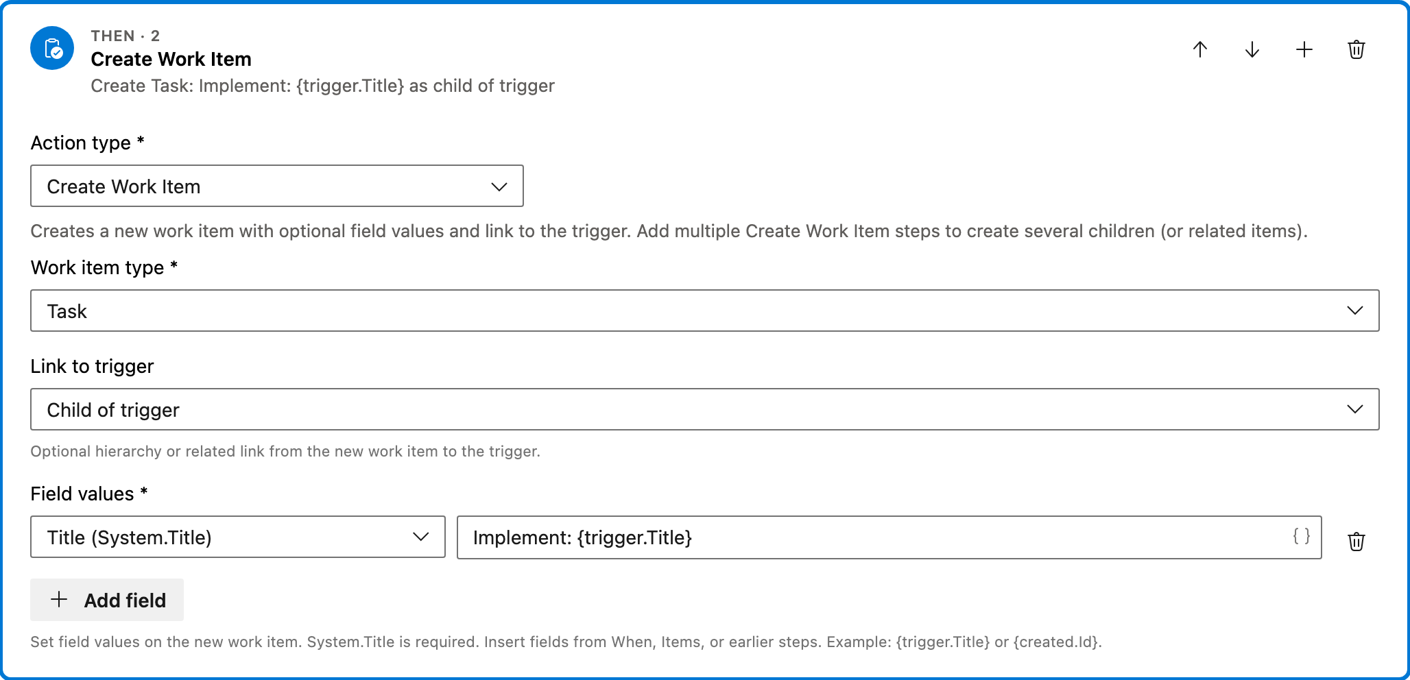 Create child tasks automatically action 2