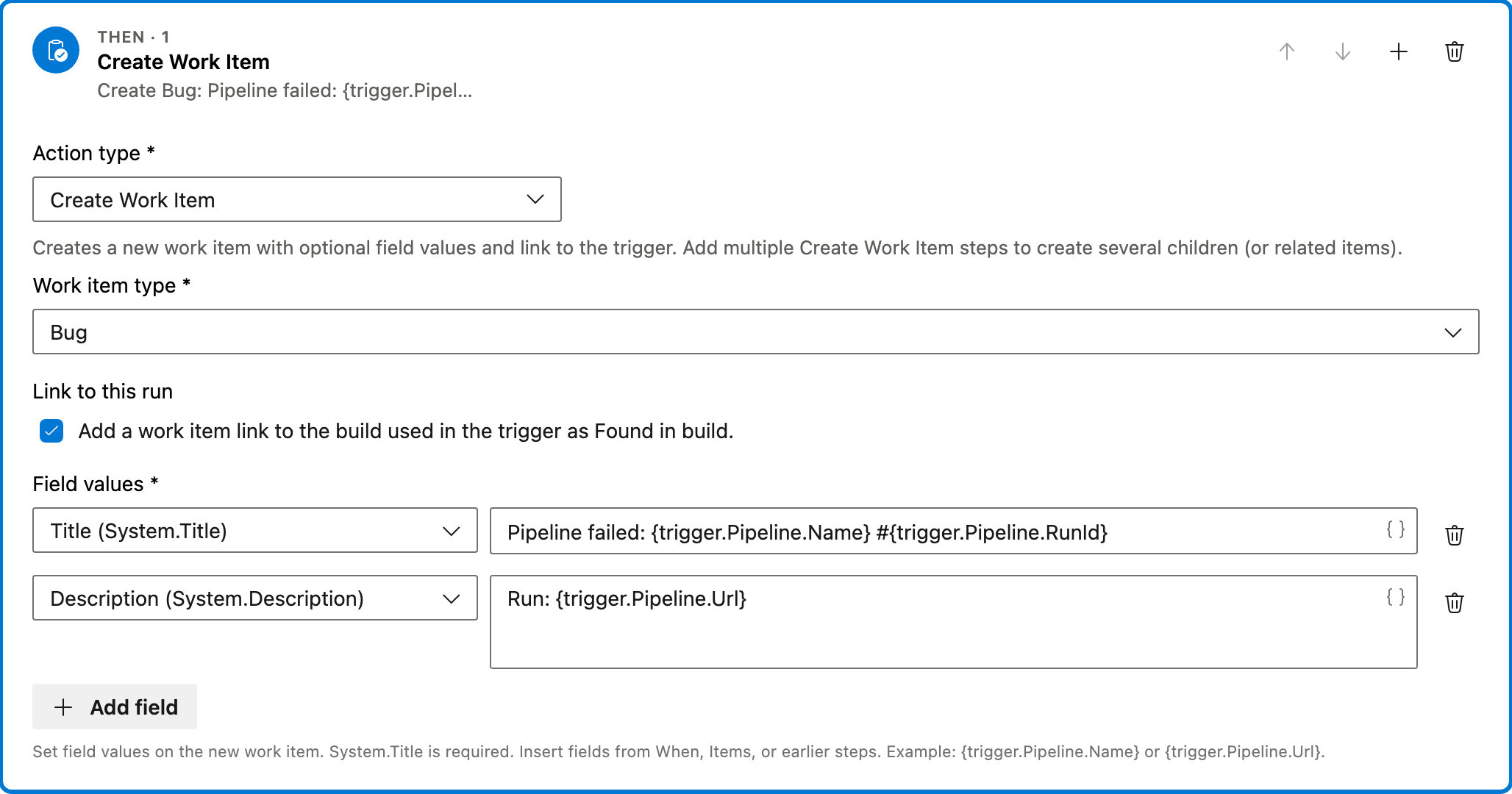Create Bug when pipeline fails action 1