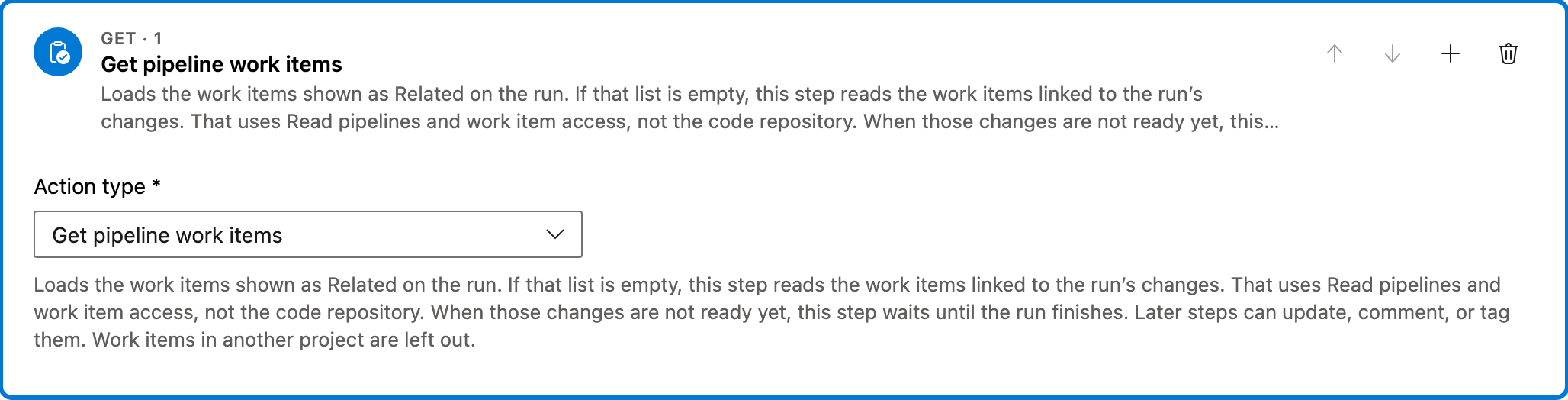 Comment on related items when a stage succeeds action 1