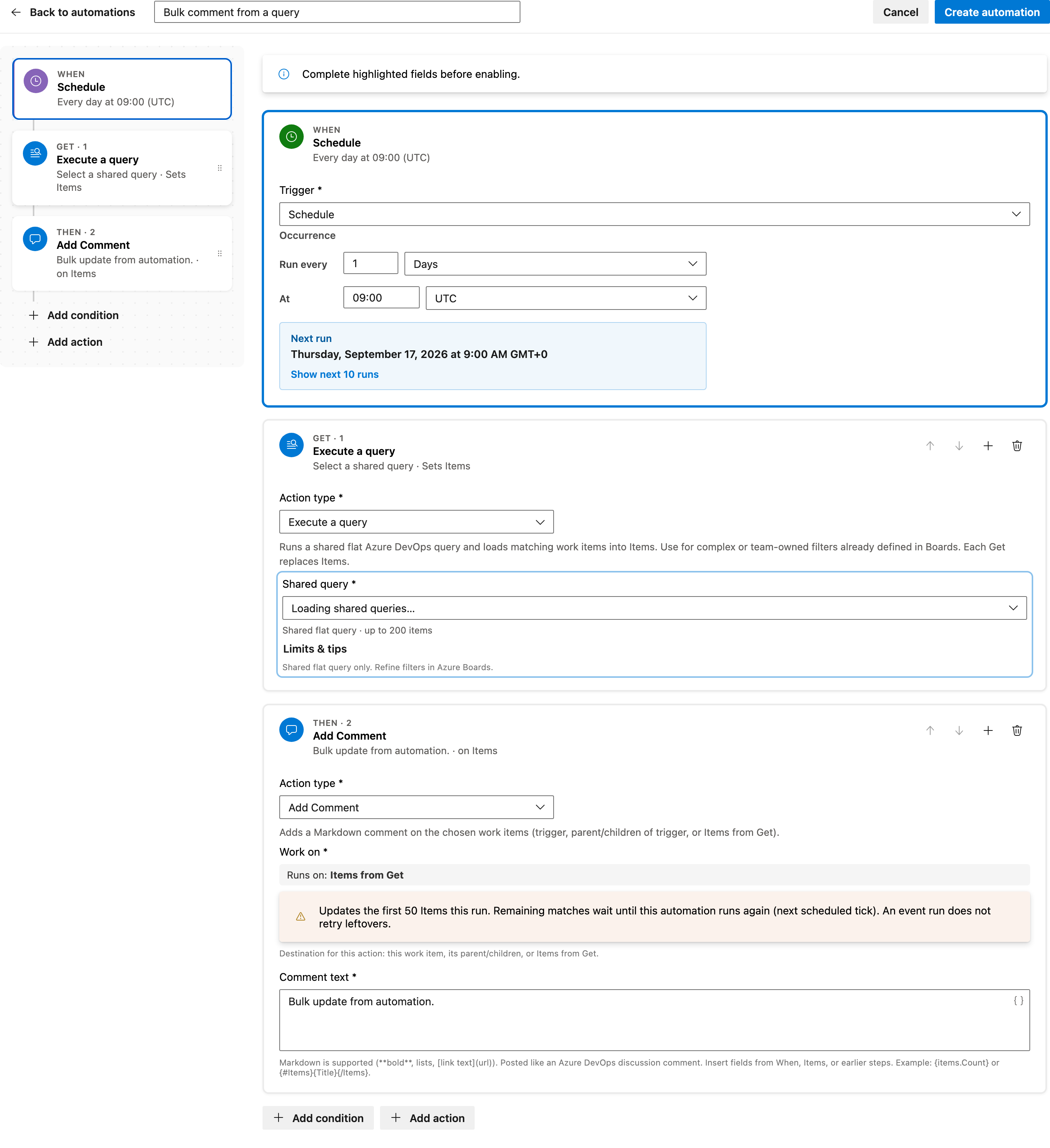 Bulk comment from a query full automation