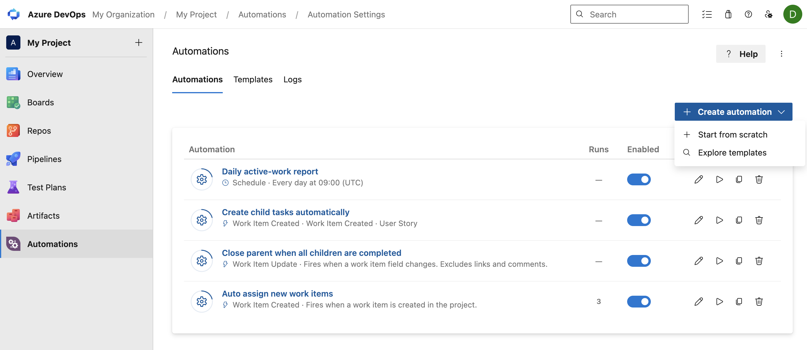Create an automation from the Bulk assign from a query template, or start from scratch