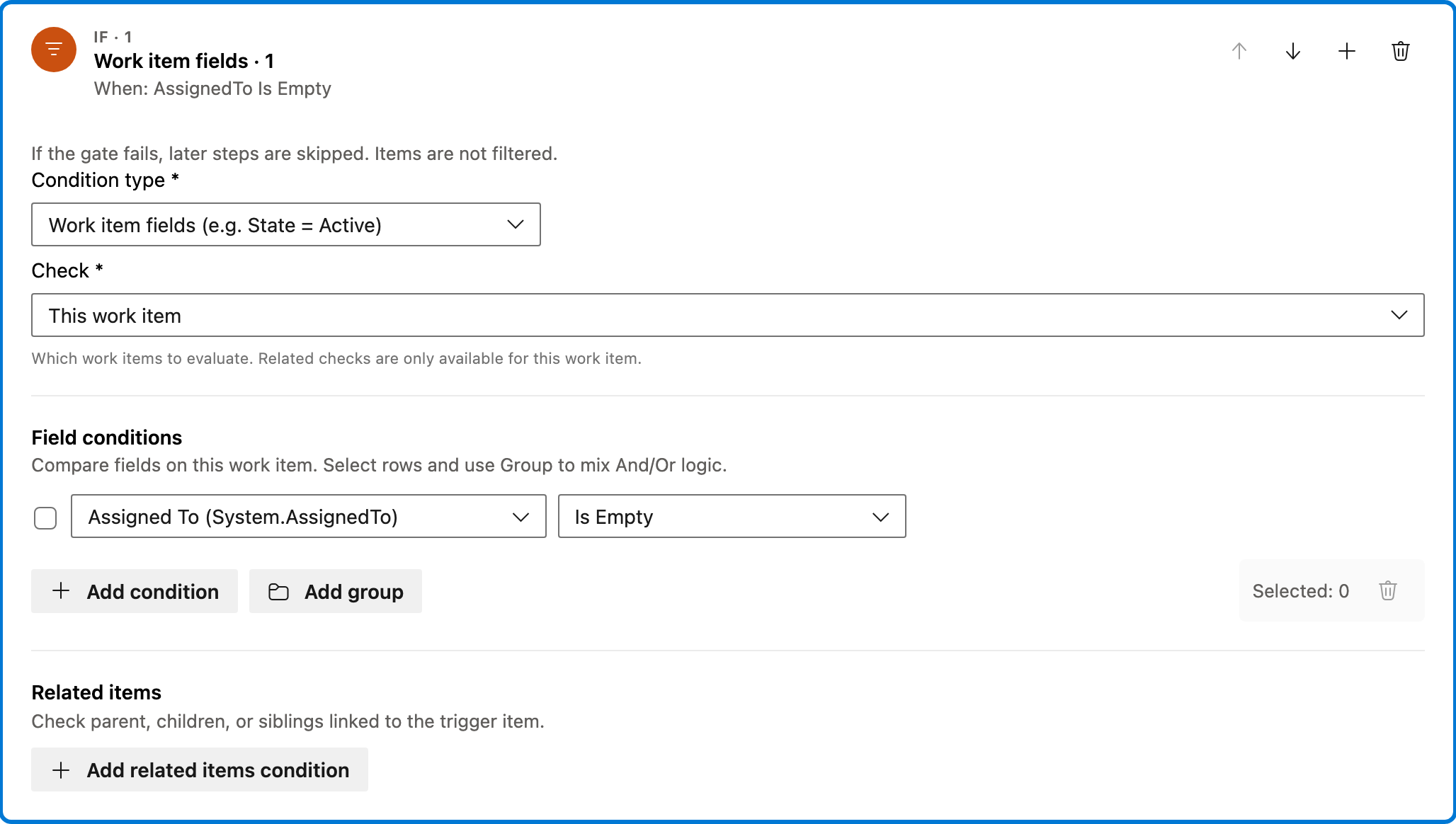 Auto assign new work items condition 1