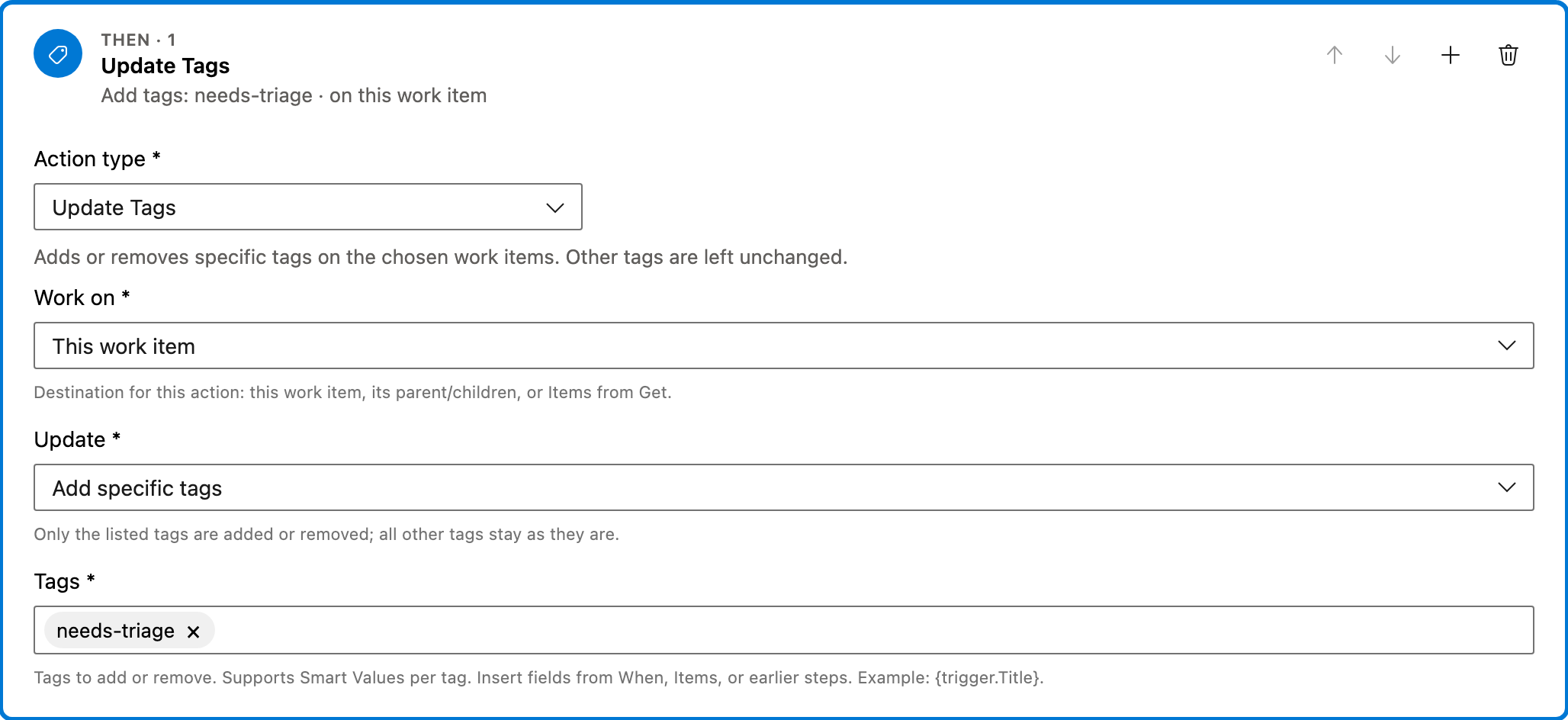 Auto tag new work items action 1