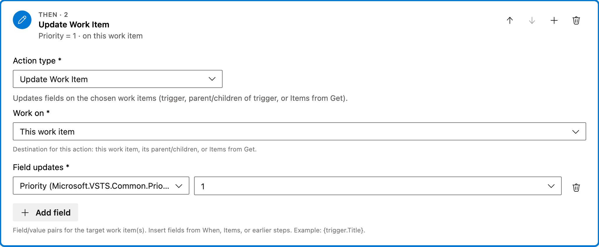 Set Priority by rules action 1