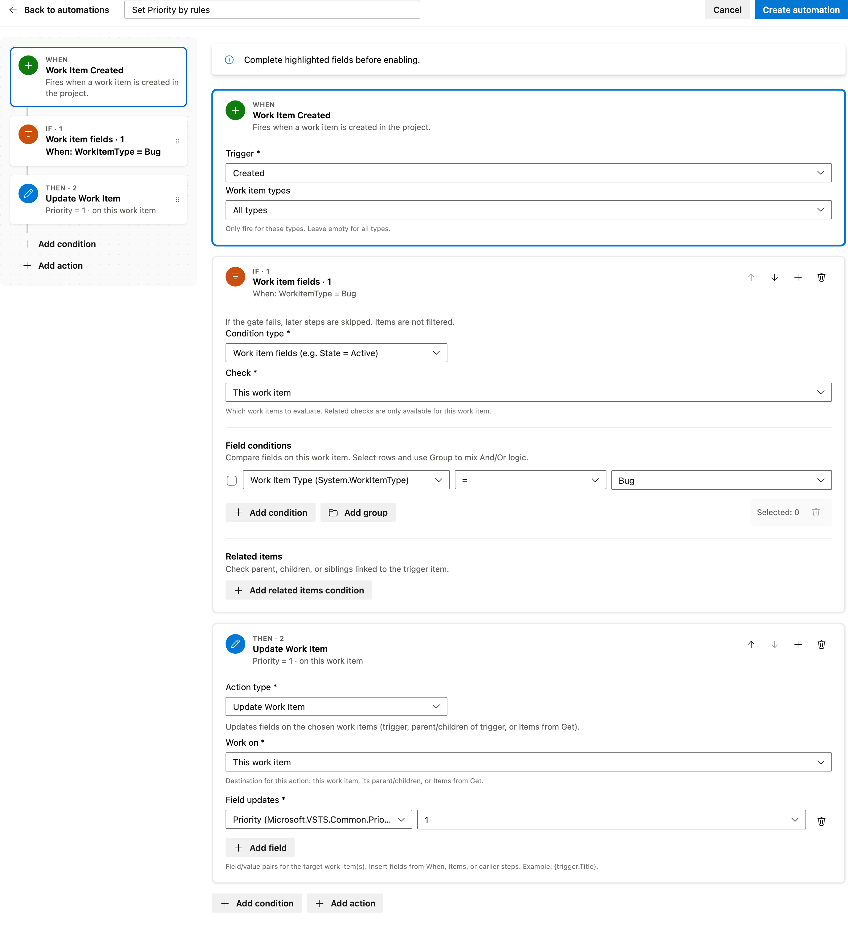 Set Priority by rules full automation
